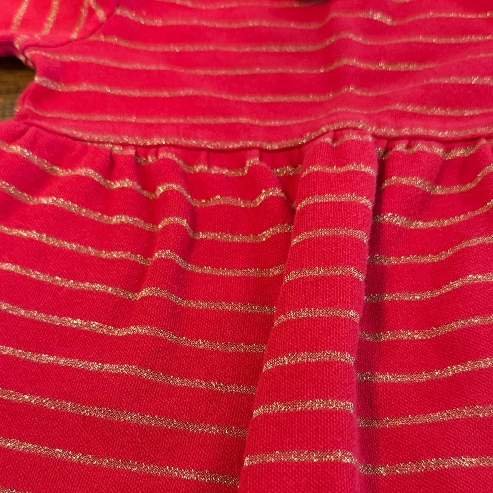 Hanna Andersson Red and Gold Striped Baby romper - Picture 4 of 6